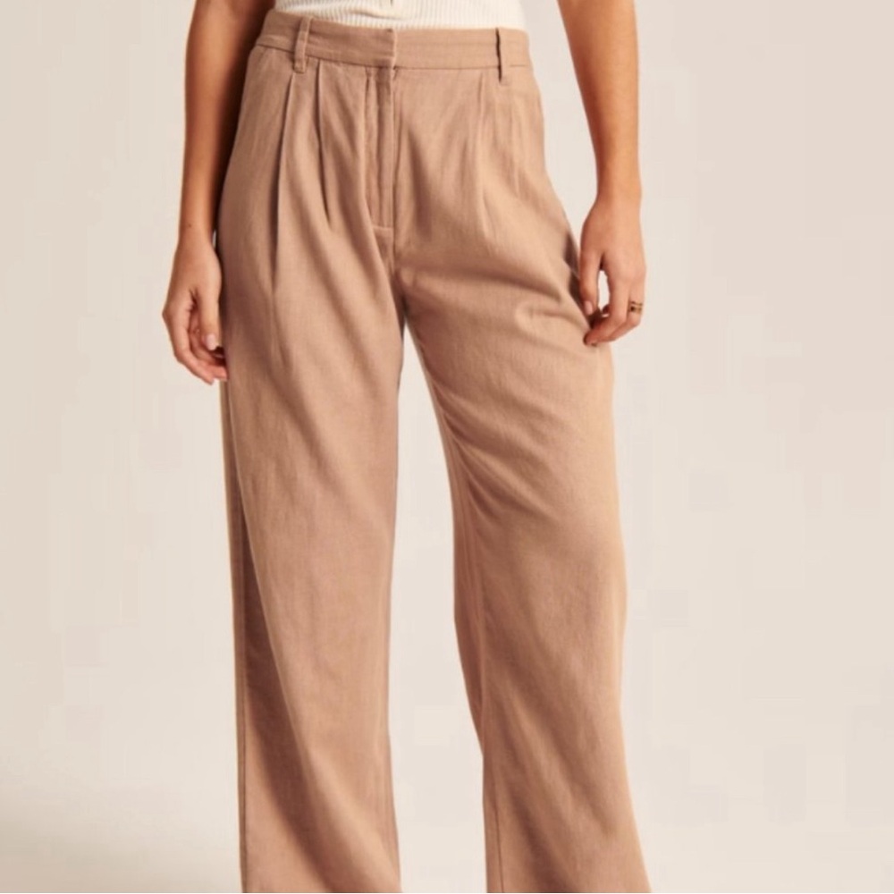 Abercrombie & Fitch Linen Blend Sloane Tailored Wide Leg Pants XS Short